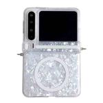 For Huawei Pura X Side Buckle Axis Pearlescent Shell Texture MagSafe Phone Case(White)