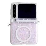For Huawei Pura X Side Buckle Axis Pearlescent Shell Texture MagSafe Phone Case(Pink)