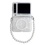 For Huawei Pura X Side Buckle Axis Pearlescent Shell Texture MagSafe Phone Case with Bracelet(Beige)