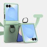 For Samsung Galaxy Z Flip7 5G Three Parts PC Skin Feel Shockproof Phone Case with Ring(Mint Green)