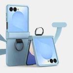 For Samsung Galaxy Z Flip7 5G Three Parts PC Skin Feel Shockproof Phone Case with Ring(Sky Blue)