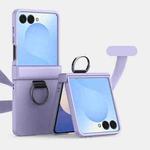 For Samsung Galaxy Z Flip7 5G Three Parts PC Skin Feel Shockproof Phone Case with Ring(Purple)
