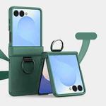 For Samsung Galaxy Z Flip7 5G Three Parts PC Skin Feel Shockproof Phone Case with Ring(Green)