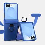 For Samsung Galaxy Z Flip7 5G Three Parts PC Skin Feel Shockproof Phone Case with Ring(Blue)