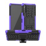 For Sony Xperia L4 Tire Texture Shockproof TPU + PC Protective Case with Holder(Purple)