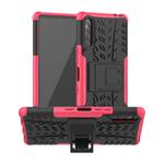 For Sony Xperia L4 Tire Texture Shockproof TPU + PC Protective Case with Holder(Rose Red)