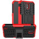 For Nokia 1.3 Tire Texture Shockproof TPU + PC Protective Case with Holder(Red)
