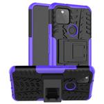 For Google Pixel 5 Tire Texture Shockproof TPU + PC Protective Case with Holder(Purple)