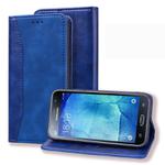 For Samsung Galaxy J510 Business Stitching Horizontal Flip Leather Case with Double Folding & Bracket & Card Slots & Photo Frame & Wallet(Sapphire Blue)