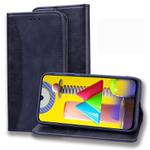 For Samsung Galaxy M31 Business Stitching Horizontal Flip Leather Case with Double Folding & Bracket & Card Slots & Photo Frame & Wallet(Black)