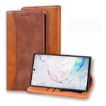 For Samsung Galaxy Note 10+ Business Stitching Horizontal Flip Leather Case with Double Folding & Bracket & Card Slots & Photo Frame & Wallet(Brown)