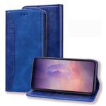 For Samsung Galaxy Note20 Business Stitching Horizontal Flip Leather Case with Double Folding & Bracket & Card Slots & Photo Frame & Wallet(Sapphire Blue)