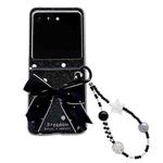 For Motorola Razr 60 / Razr 50 Glitter Powder Dots Pattern Phone Case with Bow Bracelet(Black)