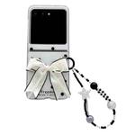 For Motorola Razr 60 / Razr 50 Glitter Powder Dots Pattern Phone Case with Bow Bracelet(White)