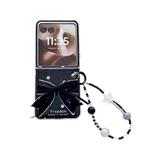 For Motorola Razr 60 Ultra Glitter Powder Dots Pattern Phone Case with Bow Bracelet(Black)