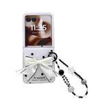 For Motorola Razr 60 Ultra Glitter Powder Dots Pattern Phone Case with Bow Bracelet(White)