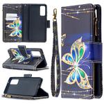 For Samsung Galaxy S20 FE 5G / S20 Lite Colored Drawing Pattern Zipper Horizontal Flip Leather Case with Holder & Card Slots & Wallet(Big Butterfly)