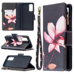 For Samsung Galaxy S20 FE 5G / S20 Lite Colored Drawing Pattern Zipper Horizontal Flip Leather Case with Holder & Card Slots & Wallet(Lotus)