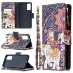For Samsung Galaxy S20 FE 5G / S20 Lite Colored Drawing Pattern Zipper Horizontal Flip Leather Case with Holder & Card Slots & Wallet(Flower Elephants)