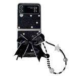 For Samsung Galaxy Z Flip4 Glitter Powder Dots Pattern Phone Case with Bow Bracelet(Black)