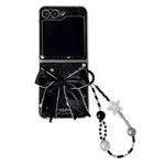 For Samsung Galaxy Z Flip6 Glitter Powder Dots Pattern Phone Case with Bow Bracelet(Black)
