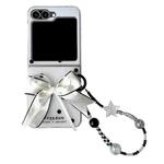 For Samsung Galaxy Z Flip6 Glitter Powder Dots Pattern Phone Case with Bow Bracelet(White)