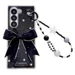 For Samsung Galaxy Z Fold5 Glitter Powder Dots Pattern Phone Case with Bow Bracelet(Black)