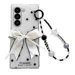 For Samsung Galaxy Z Fold5 Glitter Powder Dots Pattern Phone Case with Bow Bracelet(White)