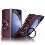 For Samsung Galaxy Z Fold5 Kalebol MagSafe Rotation Holder PC Phone Case(Wine Red)
