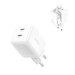 JOYROOM TCL05 45W GaN Dual USB-C / Type-C Port Mini Charger, with Cable, Plug:EU Plug(White)
