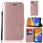 For Xiaomi Redmi 9C Wind Chime Owl Embossing Pattern Horizontal Flip Leather Case with Holder & Card Slots & Wallet(Rose Gold)
