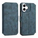 For iPhone 16 Denior B07 MagSafe Detachable Leather Phone Case(Blue)