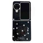 For OPPO Find N3 Flip Glitter Powder Dots Pattern Phone Case with Holder(Black)