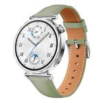 For Huawei Watch GT 5 41mm Button Silver Buckle Genuine Leather Watch Band(Green)