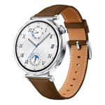 For Huawei Watch GT 5 41mm Button Silver Buckle Genuine Leather Watch Band(Mocha Brown)