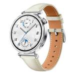 For Huawei Watch GT 5 41mm Button Silver Buckle Genuine Leather Watch Band(Starlight Color)