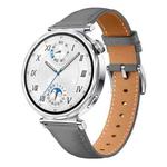 For Huawei Watch GT 5 41mm Button Silver Buckle Genuine Leather Watch Band(Grey)
