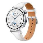 For Huawei Watch GT 5 41mm Button Silver Buckle Genuine Leather Watch Band(White)