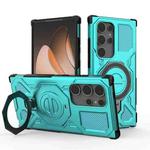 For Samsung Galaxy S24 Ultra 5G J-20 Solid Color MagSafe Magnetic TPU+PC Phone Case(Lake Blue)