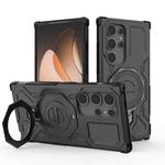 For Samsung Galaxy S24 Ultra 5G J-20 Solid Color MagSafe Magnetic TPU+PC Phone Case(Black)
