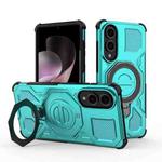 For Samsung Galaxy S25 Edge 5G J-20 Solid Color MagSafe Magnetic TPU+PC Phone Case(Lake Blue)