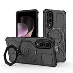 For Samsung Galaxy S25 Edge 5G J-20 Solid Color MagSafe Magnetic TPU+PC Phone Case(Black)