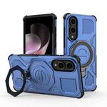 For Samsung Galaxy S25 Edge 5G J-20 Solid Color MagSafe Magnetic TPU+PC Phone Case(Blue)