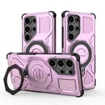 For Samsung Galaxy S25 Ultra 5G J-20 Solid Color MagSafe Magnetic TPU+PC Phone Case(Pink)