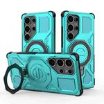 For Samsung Galaxy S25 Ultra 5G J-20 Solid Color MagSafe Magnetic TPU+PC Phone Case(Lake Blue)