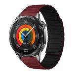 22mm Tri-beads Magnetic Silicone Watch Band(Wine Red Black)