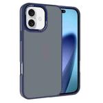 For iPhone 17 Kalebol Metal Lens Frame Frosted PC Phone Case(Navy Blue)
