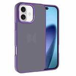 For iPhone 17 Kalebol Metal Lens Frame Frosted PC Phone Case(Dark Purple)