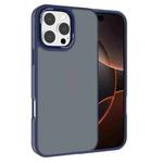 For iPhone 16 Pro Max Kalebol Metal Lens Frame Frosted PC Phone Case(Navy Blue)