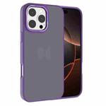 For iPhone 16 Pro Max Kalebol Metal Lens Frame Frosted PC Phone Case(Dark Purple)